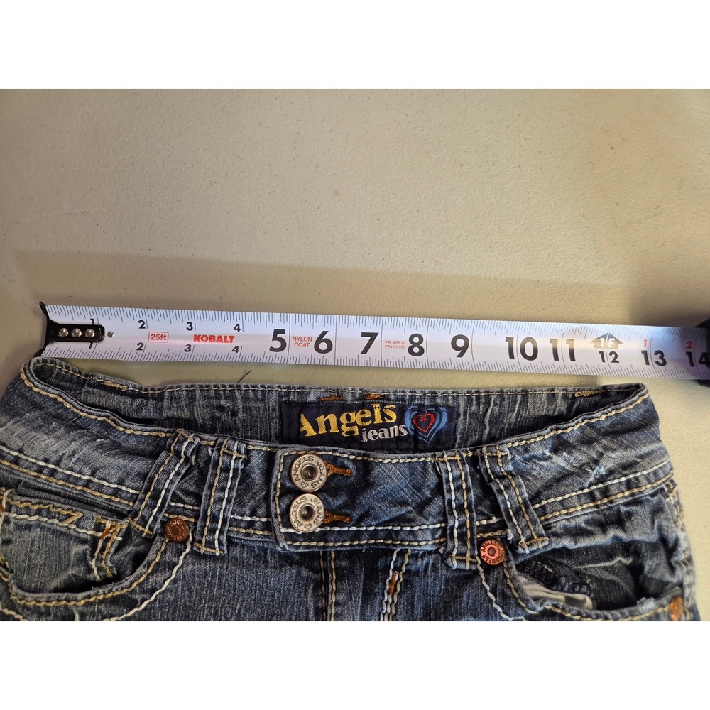 Angels Jeans Womens Size 5 Short Blue Bootcut Low Rise Y2K Contrast Stitch Denim - Picture 7 of 9